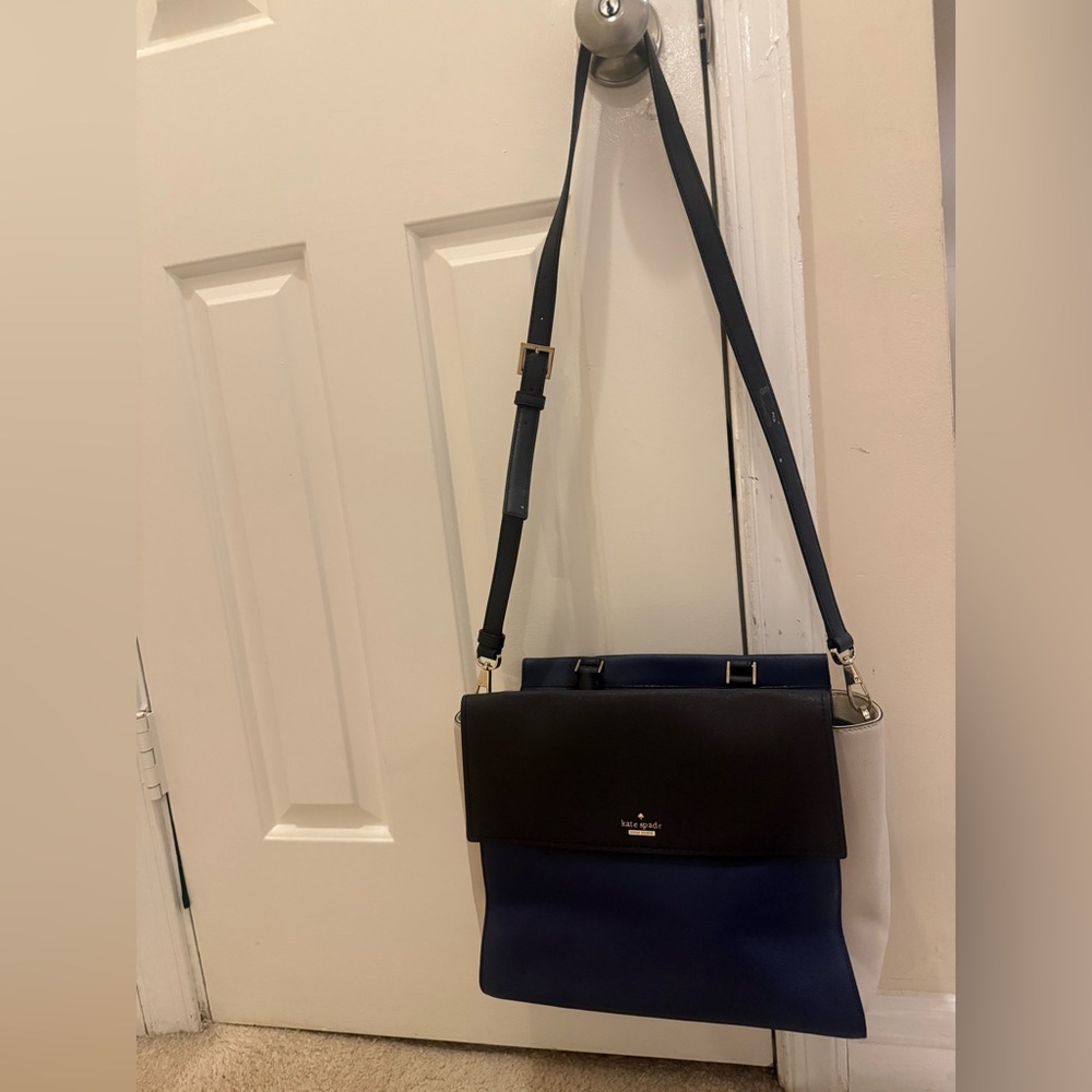 Kate Spade Colorblock Leather Crossbody Bag Blue Black White